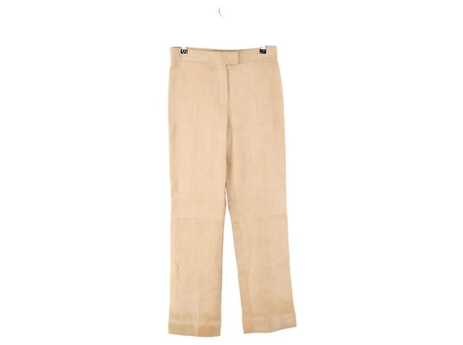 Stouls Calça reta de camurça bege