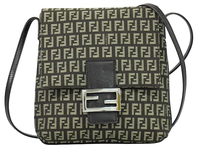 Sac à bandoulière Mamma Baguette en toile Fendi Marron  ref.2460011
