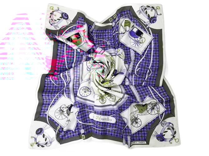 Hermès Les Voitures Nouvelles silk square White Multiple colors  ref.2460291