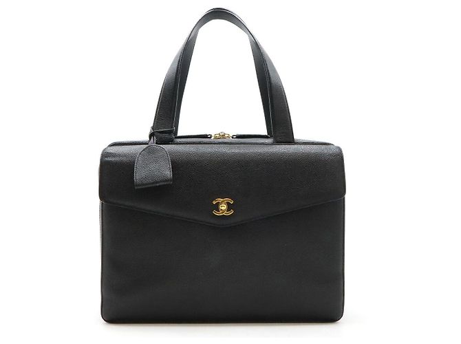 Chanel Coco Mark Caviar-Leder Aktentasche Schwarz