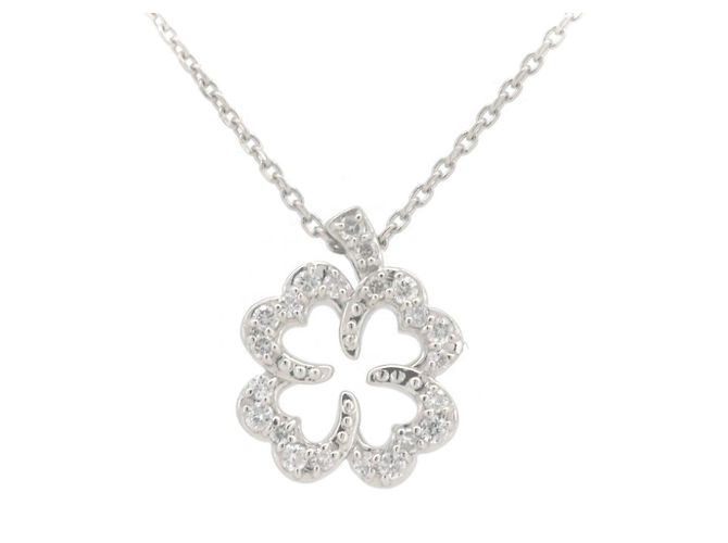 Autre Marque Vendome Aoyama PT850 PT950 Kleeblatt-Diamant-Halskette Silber