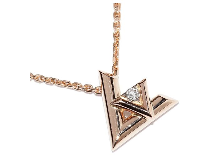 Louis Vuitton K18PG Volt One Pendant Necklace Q93813 Golden