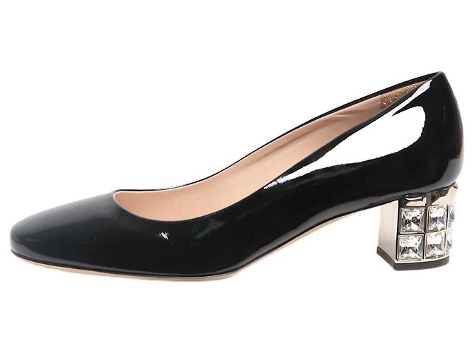 Miu Miu Black crystal block-heel pumps - size EU 35