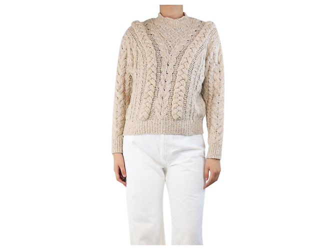 Isabel Marant Etoile Neutrales geflochtenes Fleck-Jumper - Größe UK 8
