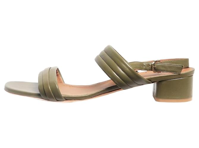 Autre Marque Khaki leather sandal heels - size EU 42 Green  ref.2461015