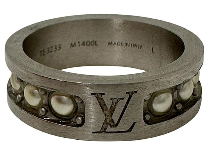 Louis Vuitton Monogram Pearl Band Ring Silvery Gold-plated  ref.2461117