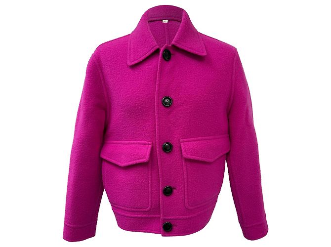 Boxy Fit Doppeltes Wollmantel in Rosa AMI Braun Pink