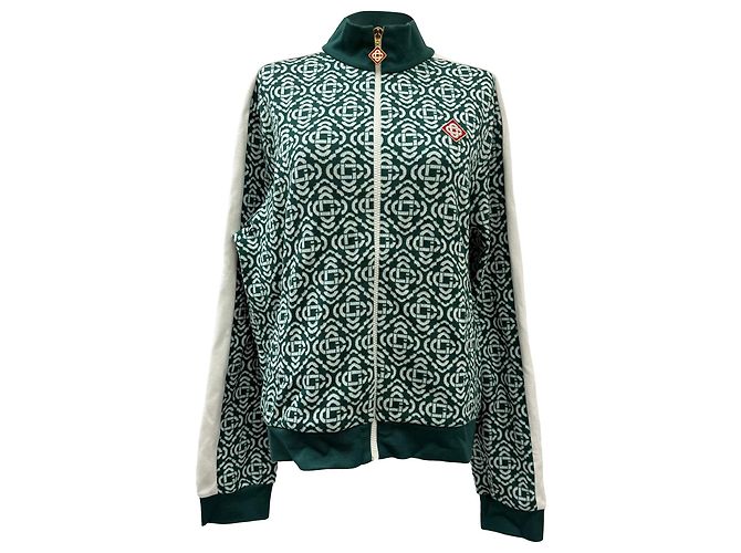 Autre Marque Casablanca Monogram-Jacquard Trainingsjacke aus grüner Baumwolle
