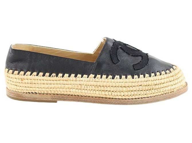 Chanel Espadrillas in pelle nera Nero