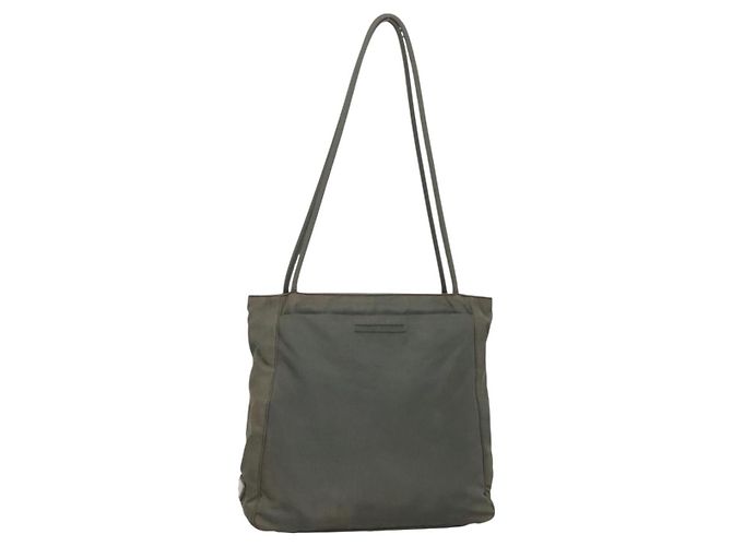 PRADA Tote Bag aus Nylon Khaki Silber authentisch bs28692