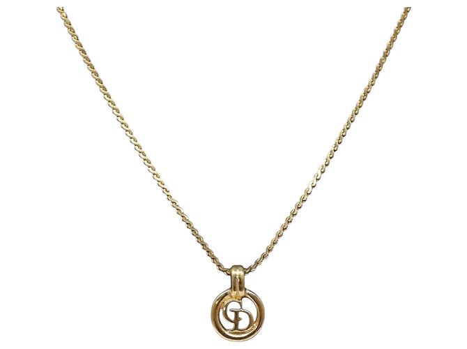 Collier Christian Dior métal or Auth sw1372 Doré