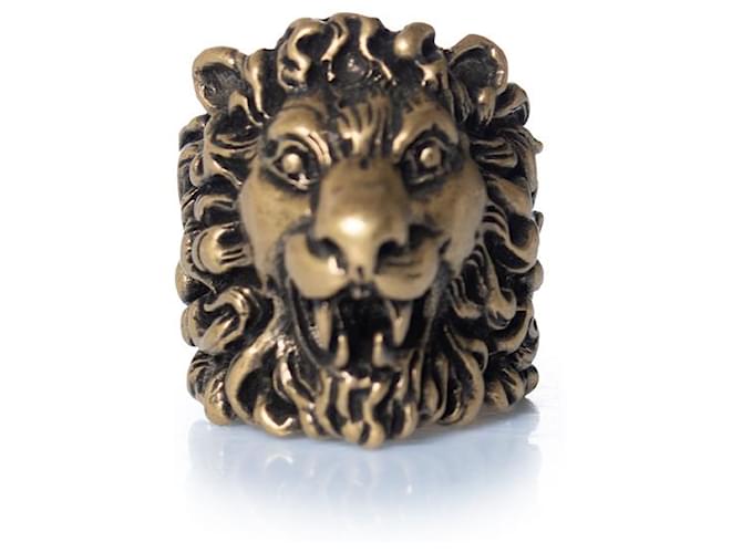 Gucci, Bague tête de lion unisexe en or Doré Joli Closet