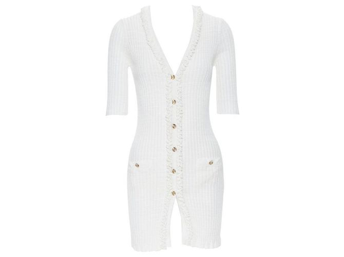 Cardigã longo branco Chanel 09P de algodão