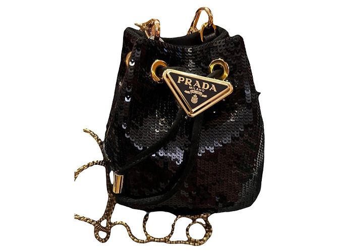 Prada Sequin Mini Pouch Black