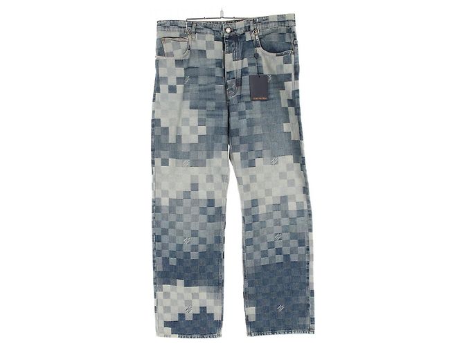 Pantalones de denim de algodón Damier Skate Louis Vuitton Azul