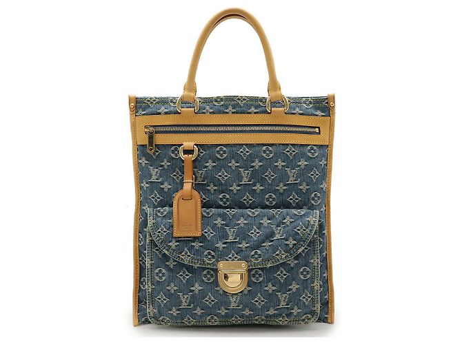 Louis Vuitton Monogram Denim Tote Bag Blau