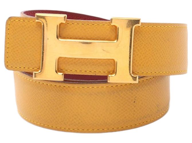 Hermès Constance Gürtel aus Epsom-Leder Rot Gelb