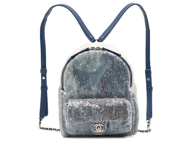 Chanel Blue Sequin Waterfall Backpack
