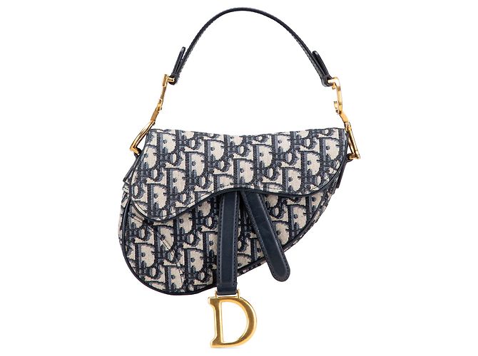 Saddle Borsa a sella mini obliqua blu Dior Blu navy