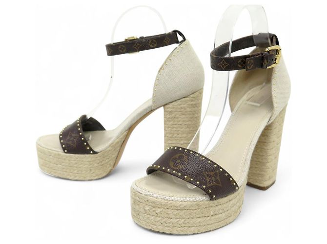 LOUIS VUITTON COASTLINE MONOGRAM ESPADRILLES 38.5 SANDALE
