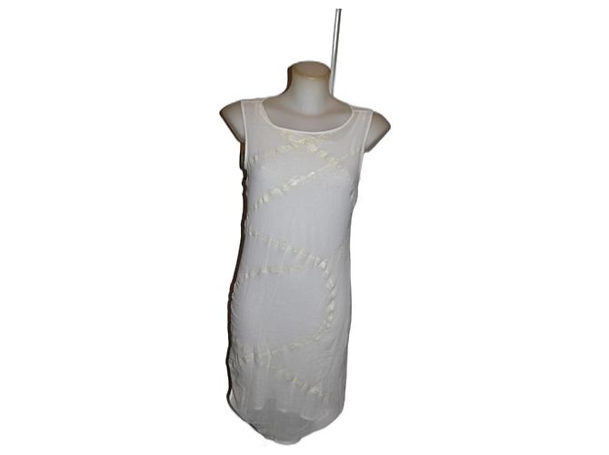 Vestido Fendi Blanco de Algodón y Lino Talla 42