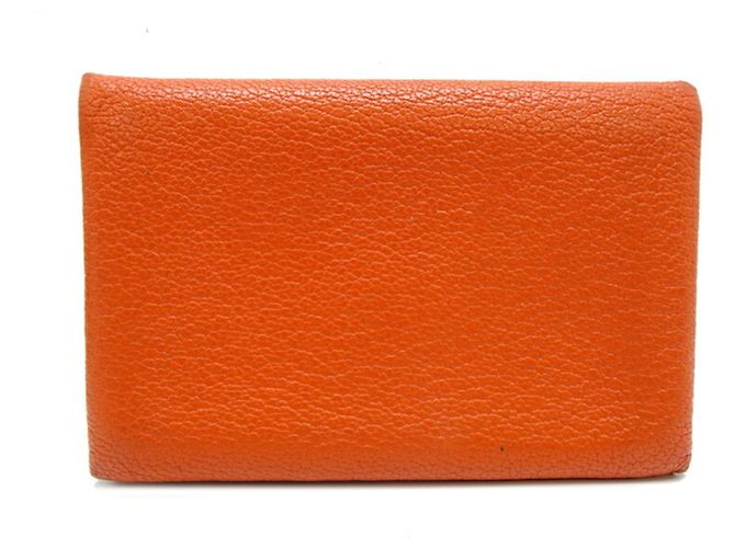 Hermès Hermes Calvi Coin Case in Orange Chevre Leather