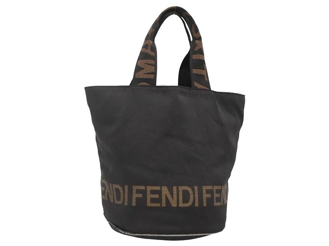 FENDI Handtasche Schwarz Braun Gold Auth bs28903 Golden