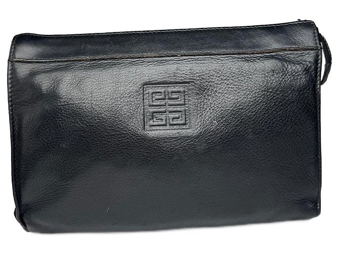 Vintage Givenchy Leder-Clutch schwarz
