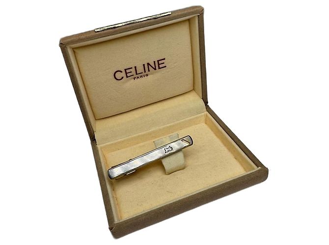 Céline Fermacravatta/fermacarte vintage Celine Paris Argento Oro