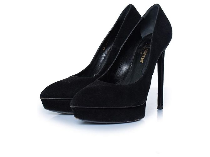 Saint Laurent, Black suede janis pump