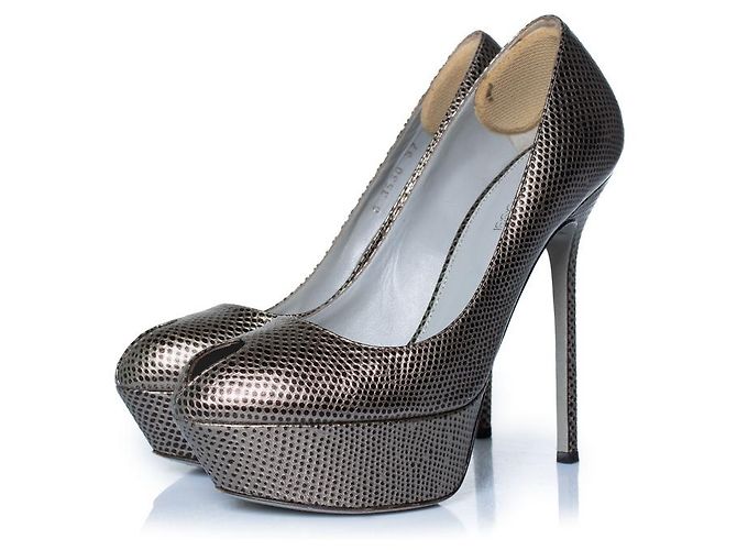 Sergio Rossi, platform pumps with lizard print Silvery Grey
