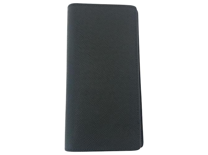 Louis Vuitton Taiga Portefeuille Brazza Long Wallet Black Cloth  ref.2465463