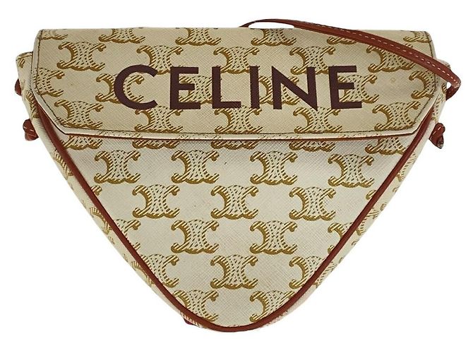 Céline Bolso de Hombro Triángulo PVC Triomphe de Celine Castaño Beige