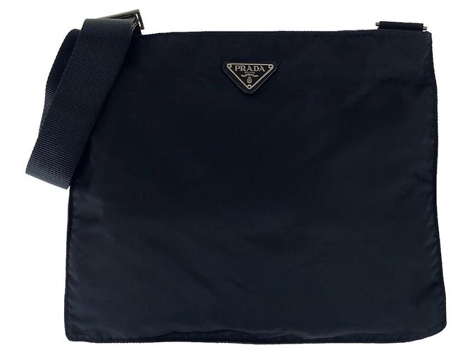 Bolsa transversal Prada em nylon tessuto com logo triangular Preto