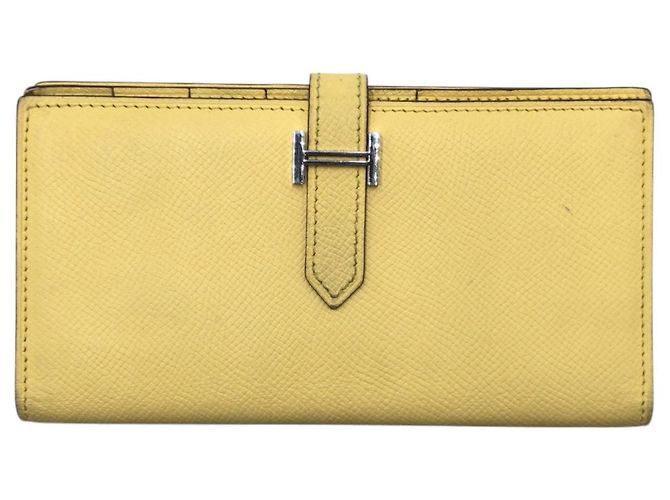 Hermès Hermes Yellow Long Wallet Silver Hardware