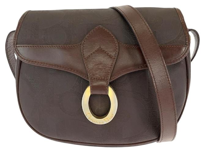 Dior Vintage Trotter PVC Shoulder Bag Brown Cloth  ref.2466559