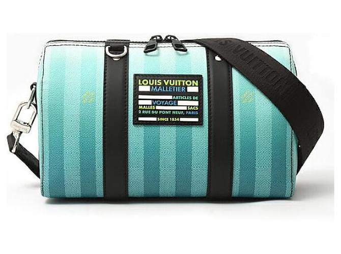 Louis Vuitton City Keepall Damier Stripe Shoulder Bag Blue Cloth  ref.2467126