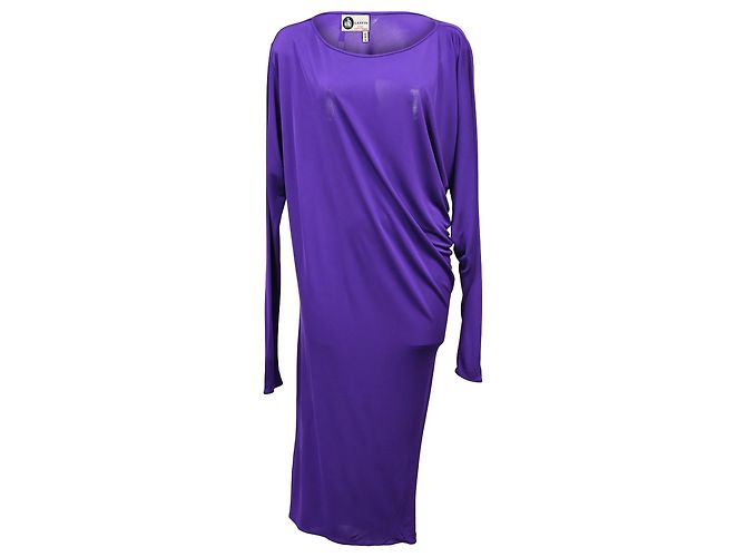 Lanvin Langarm-Jersey-Kleid aus lila Polyester