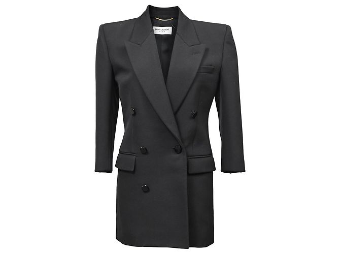 Saint Laurent Double-Breasted Blazer in Black Wool