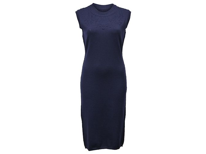 Lanvin Strick-Midi-Kleid aus Marineblauer Wolle