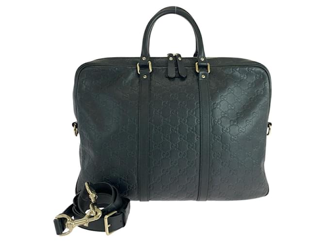 Gucci Leather Guccissima 2way Business Shoulder Bag Black Pony-style calfskin  ref.2467521