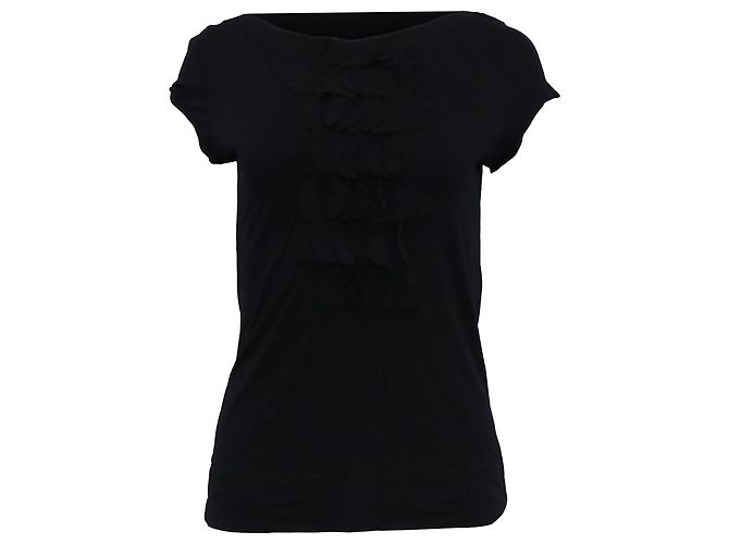 Akris Punto Rüschenshirt aus schwarzer Baumwolle