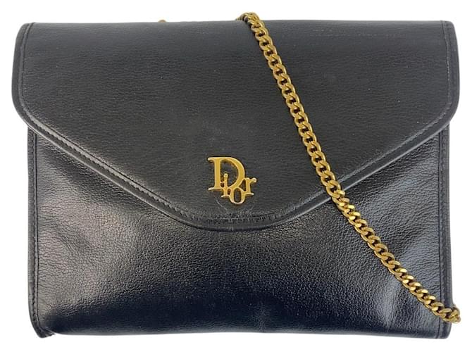 Dior Leather Chain Shoulder Bag Black Pony-style calfskin  ref.2467873
