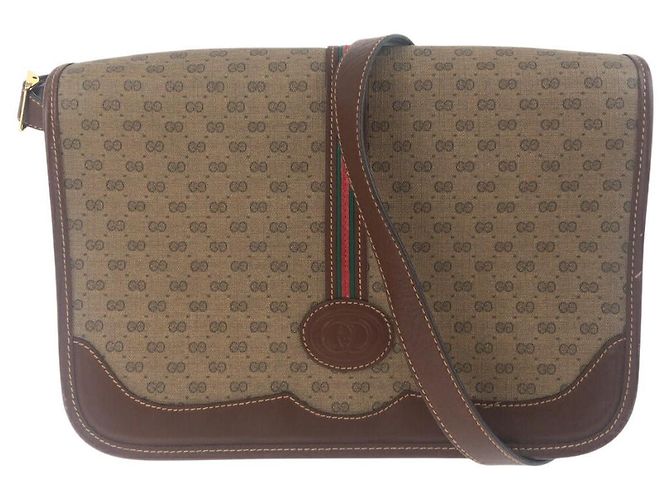 Bolso de hombro de cuero Gucci marrón Castaño