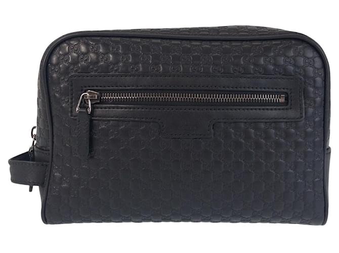 Gucci Leather Microguccissima Clutch Black Pony-style calfskin  ref.2468134