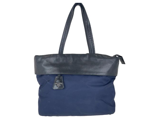 Prada Nylon Tessuto Bicolor Tote Bag Schwarz