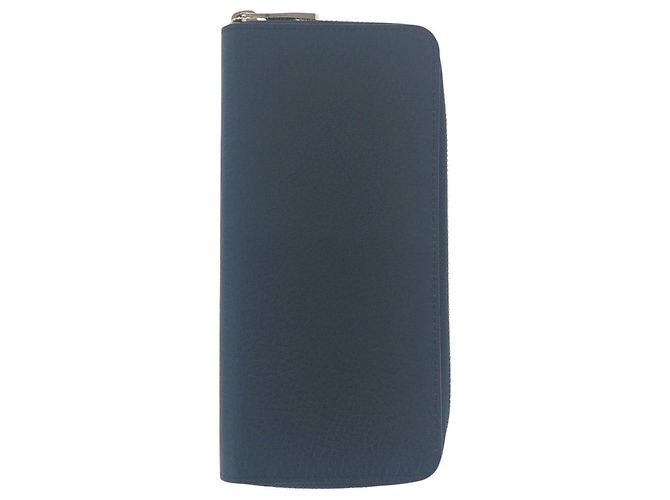 Cartera Zippy Vertical de Cuero Louis Vuitton Azul