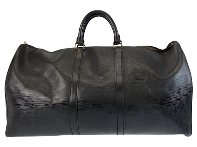Louis Vuitton Epi Keepall 55 Leather Bag Black Pony-style calfskin  ref.2468557