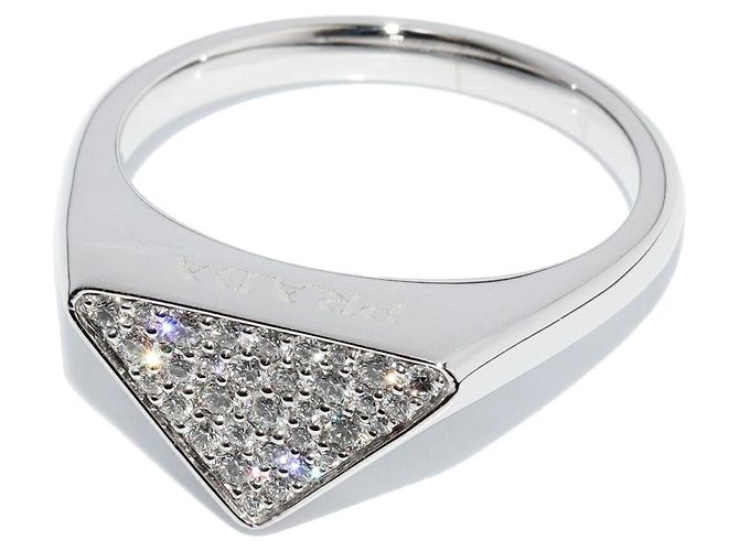 Prada K18WG Diamond Signet Ring