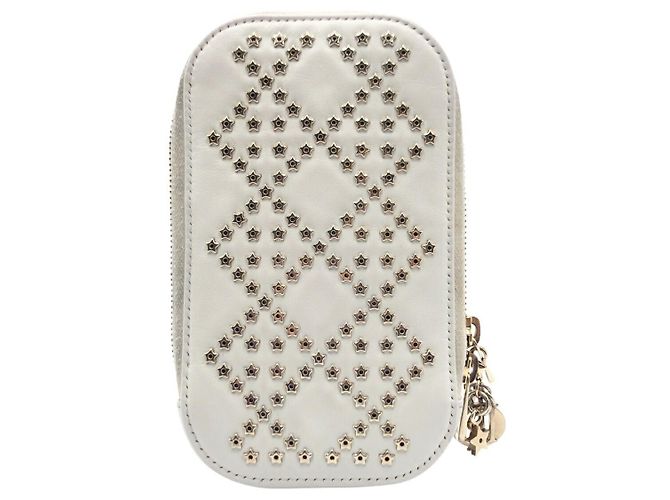 Dior Lady Dior Leather Crossbody Bag White